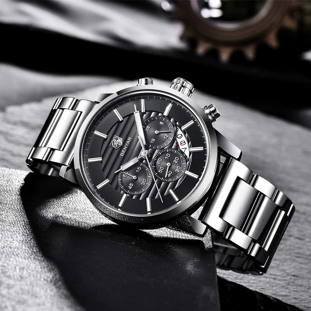 Foto 5 pulgar | Reloj By Benyar De Acero Inoxidable Impermeable Para Hombre Con Correa De Piel - Venta Internacional.