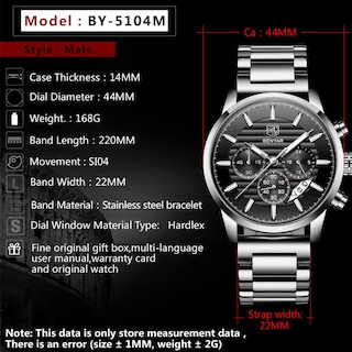 Foto 5 | Reloj By Benyar De Acero Inoxidable Impermeable Para Hombre Con Correa De Piel - Venta Internacional.
