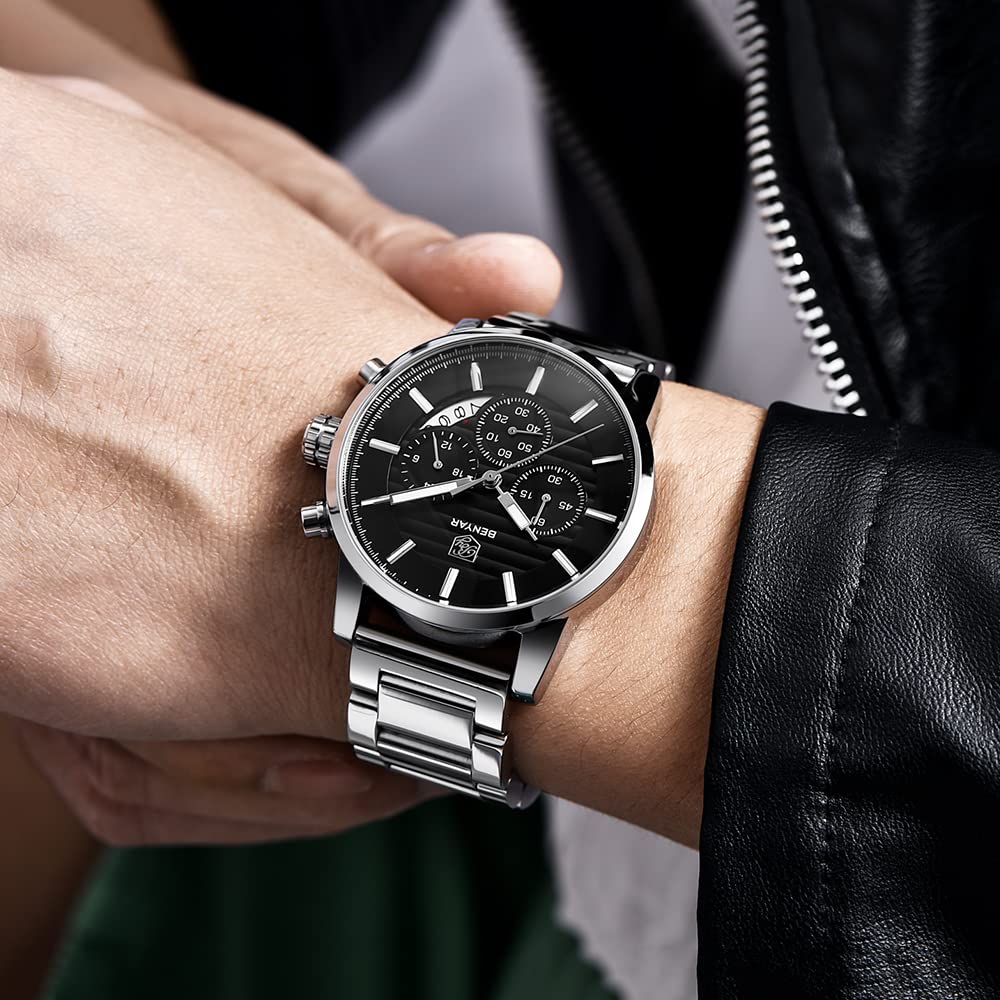 Foto 7 pulgar | Reloj By Benyar De Acero Inoxidable Impermeable Para Hombre Con Correa De Piel - Venta Internacional.