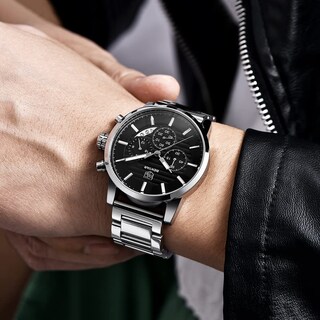 Foto 6 | Reloj By Benyar De Acero Inoxidable Impermeable Para Hombre Con Correa De Piel - Venta Internacional.