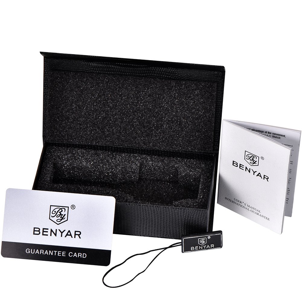 Foto 8 pulgar | Reloj Benyar Quartz Chronograph De Piel Impermeable Para Hombre - Venta Internacional.