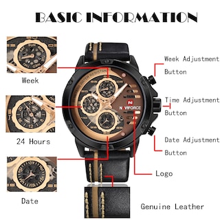 Foto 2 | Reloj Naviforce Sport Military Waterproof Para Hombre De Piel - Venta Internacional.