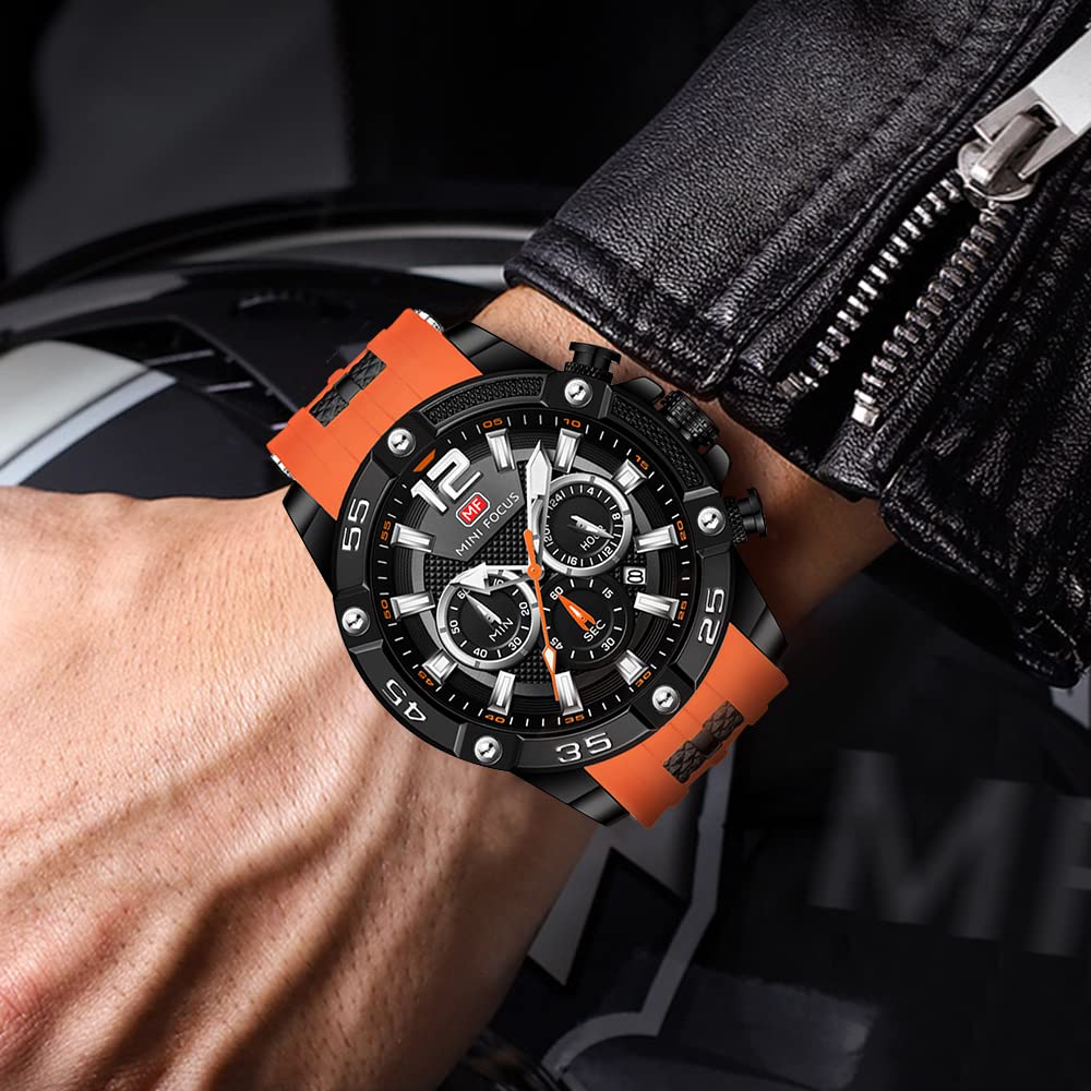 Foto 3 pulgar | Reloj Aimes Con Cronógrafo Deportivo Analógico De Cuarzo Para Hombre, Color Naranja - Venta Internacional.