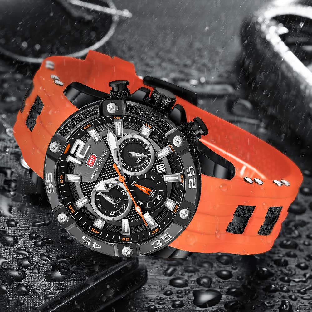 Foto 4 pulgar | Reloj Aimes Con Cronógrafo Deportivo Analógico De Cuarzo Para Hombre, Color Naranja - Venta Internacional.