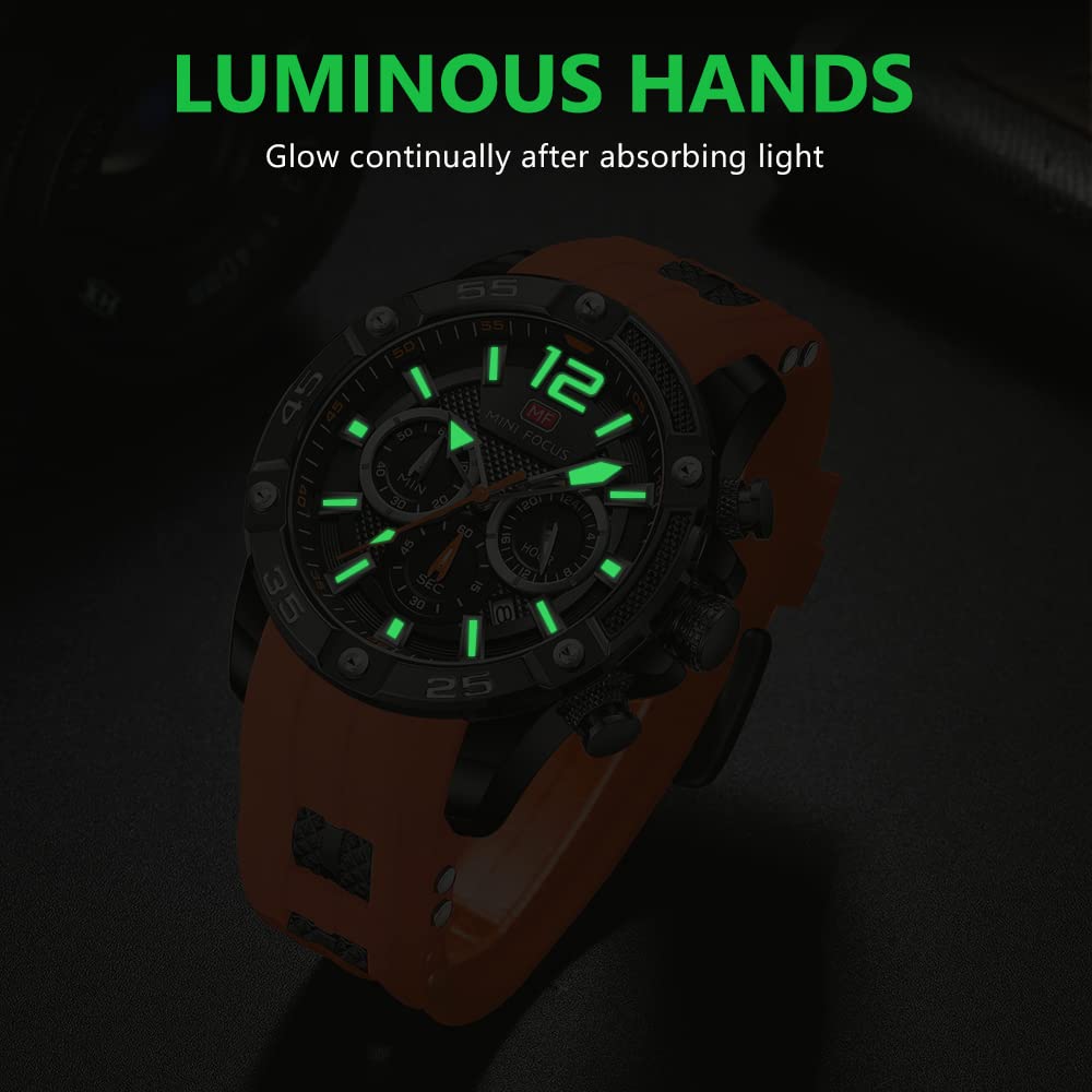 Foto 5 pulgar | Reloj Aimes Con Cronógrafo Deportivo Analógico De Cuarzo Para Hombre, Color Naranja - Venta Internacional.