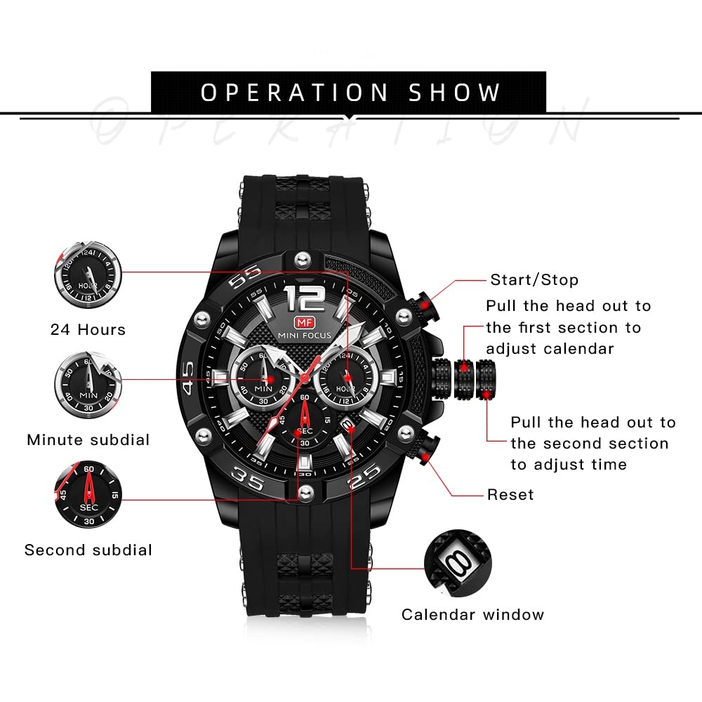 Foto 7 pulgar | Reloj Aimes Para Hombre, Cronógrafo A2-black, De Silicona Impermeable - Venta Internacional.