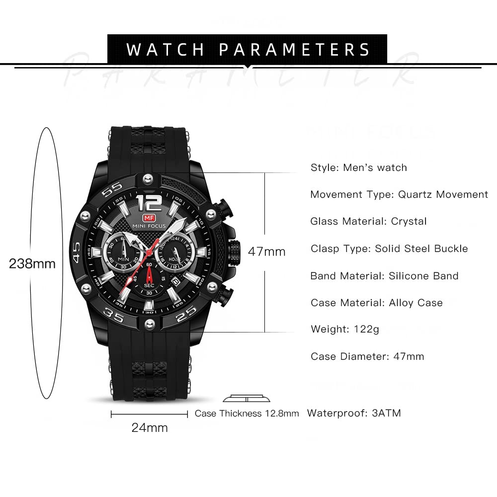 Foto 7 | Reloj Aimes Para Hombre, Cronógrafo A2-black, De Silicona Impermeable - Venta Internacional.