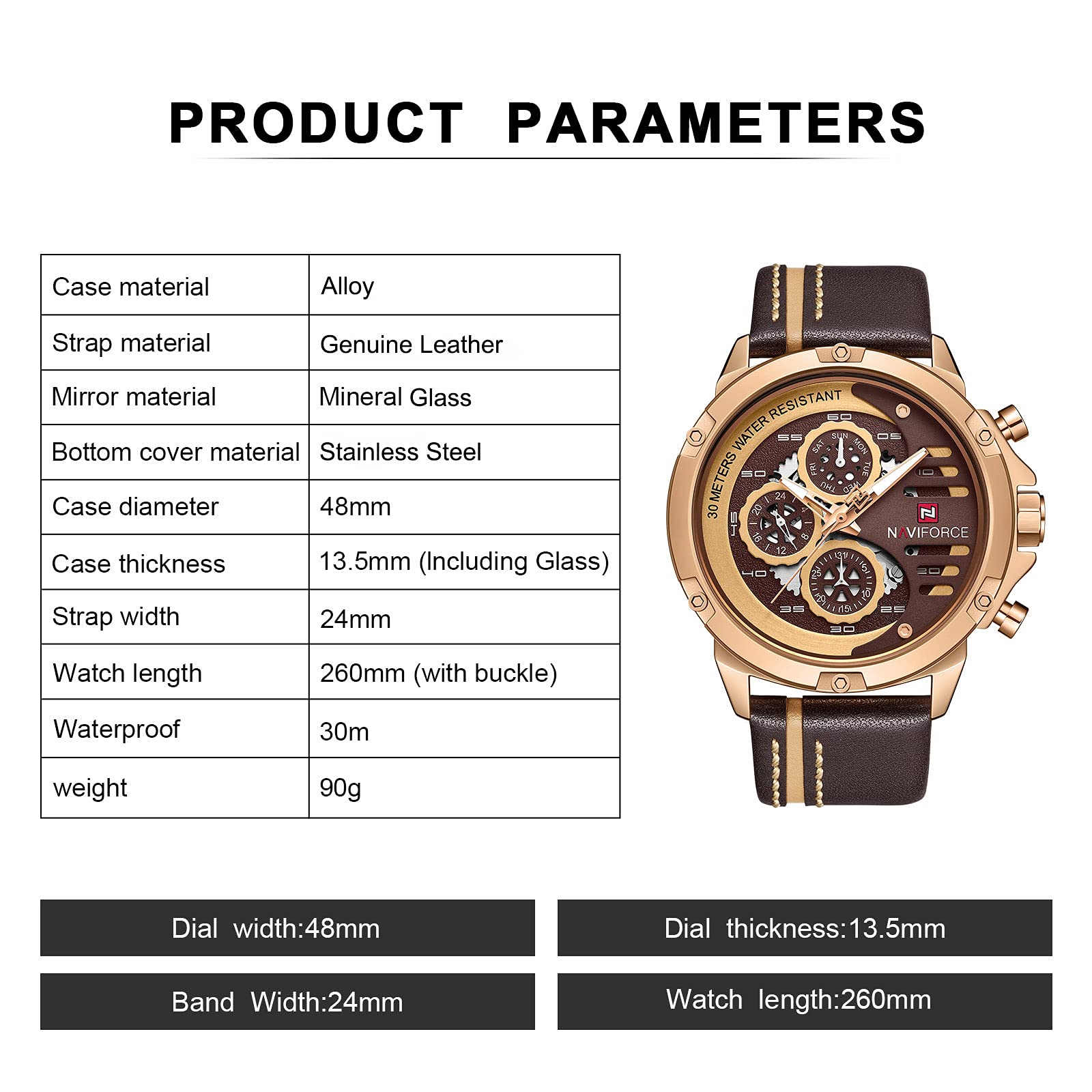Foto 4 pulgar | Reloj Naviforce De Piel Impermeable Deportivo Militar Para Hombre - Venta Internacional.