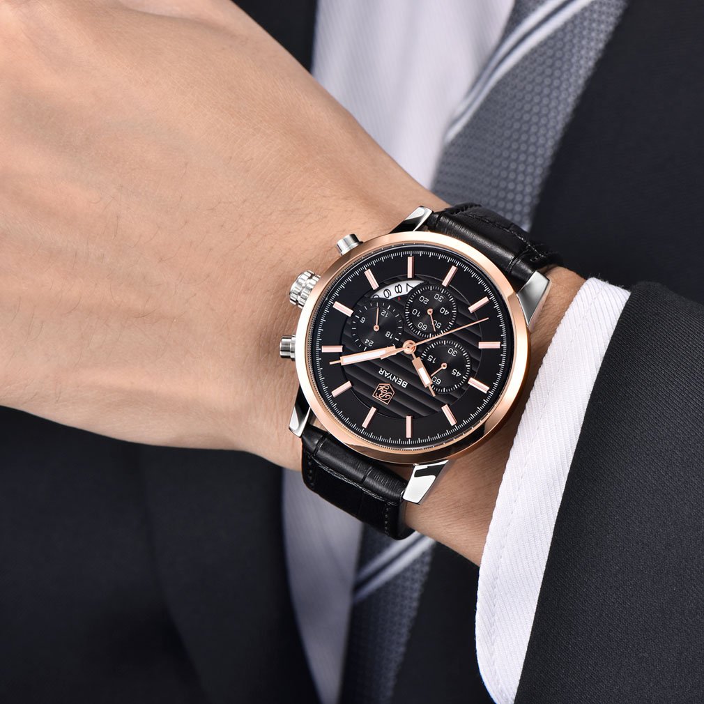 Foto 7 pulgar | Reloj De Pulsera Benyar Chronograph Impermeable Para Hombre, Color Café - Venta Internacional.