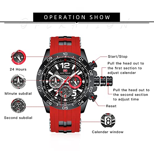 Foto 8 pulgar | Reloj Aimes Para Hombre, Deportivo, Militar, Impermeable, Cronógrafo Rojo - Venta Internacional.