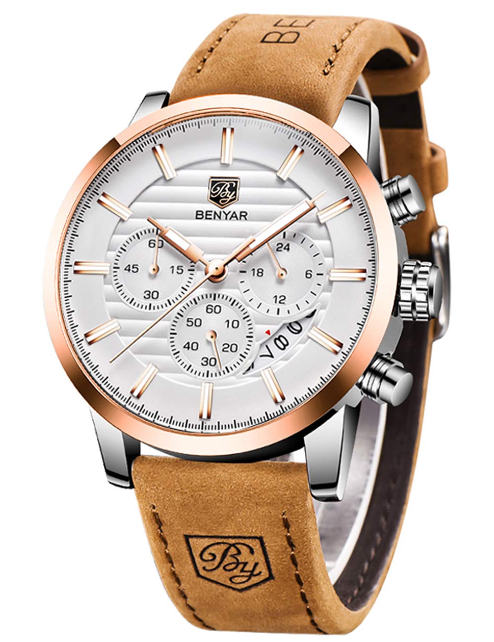 Reloj Benyar Quartz Chronograph Impermeable Para Hombre Marrón - Venta Internacional.