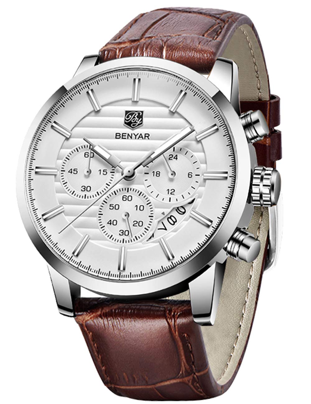 Reloj De Pulsera Benyar Chronograph Impermeable Para Hombre, Color Café - Venta Internacional.