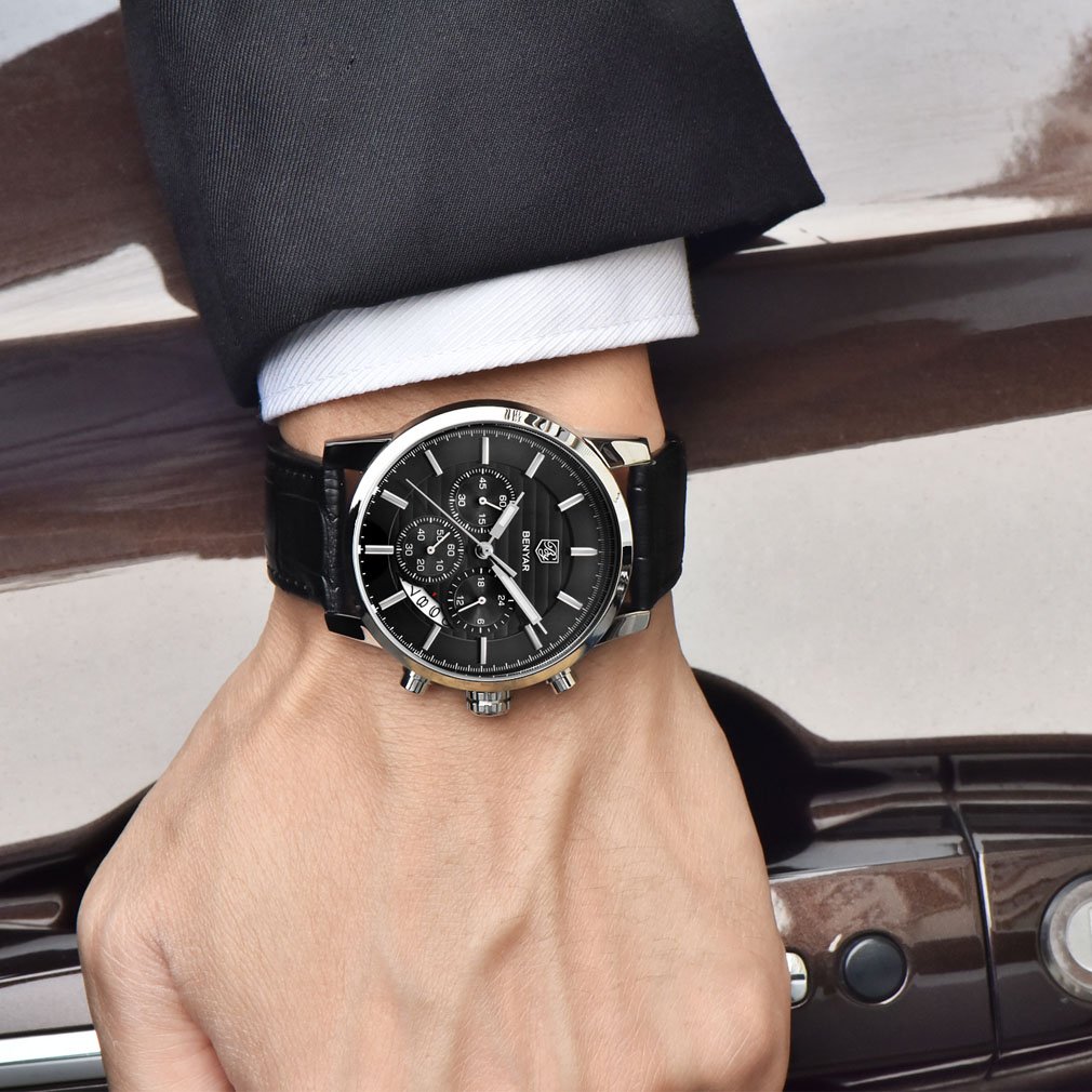 Foto 7 pulgar | Reloj De Pulsera Benyar Chronograph Impermeable Para Hombre, Color Café - Venta Internacional.