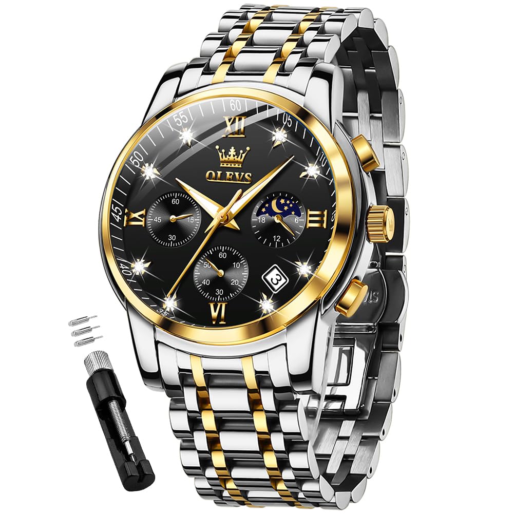 Foto 1 | Reloj Olevs Chronograph Diamond Quartz Moon Phase Para Hombre - Venta Internacional.