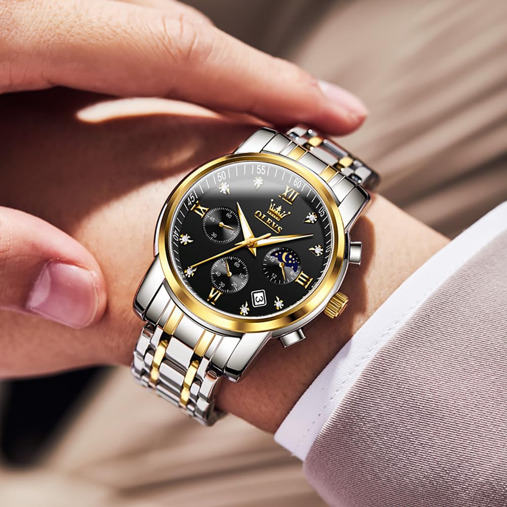 Foto 6 | Reloj Olevs Chronograph Diamond Quartz Moon Phase Para Hombre - Venta Internacional.