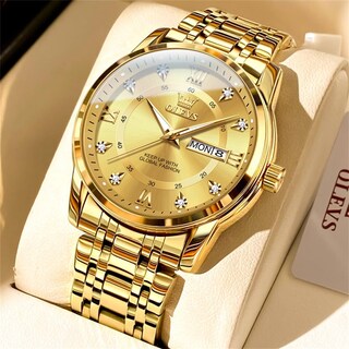 Foto 2 | Reloj Olevs Para Hombre, Azul Dorado, Acero Inoxidable, Resistente Al Agua - Venta Internacional.