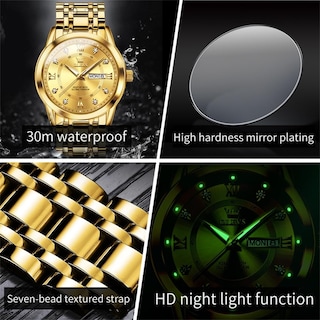 Foto 5 | Reloj Olevs Para Hombre, Azul Dorado, Acero Inoxidable, Resistente Al Agua - Venta Internacional.