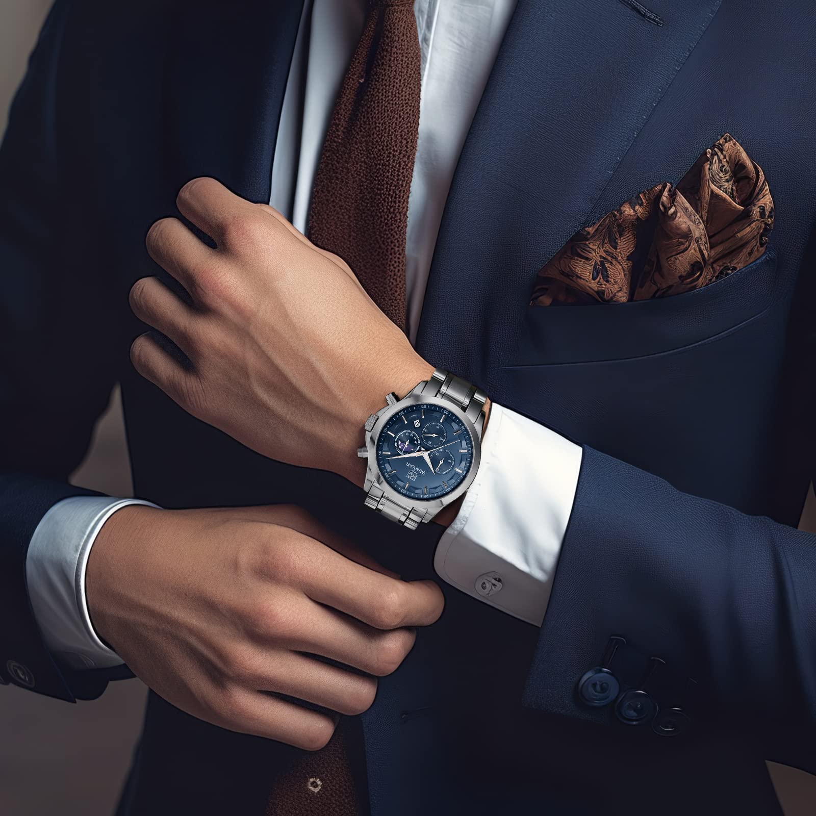 Foto 4 pulgar | Reloj By Benyar Chronograph Quartz De Acero Inoxidable Para Hombre - Venta Internacional.