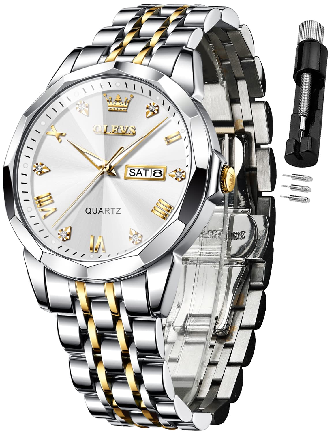 Foto 2 pulgar | Reloj De Pulsera Olevs Para Hombre Analógico De Cuarzo Y Acero Inoxidable - Venta Internacional.