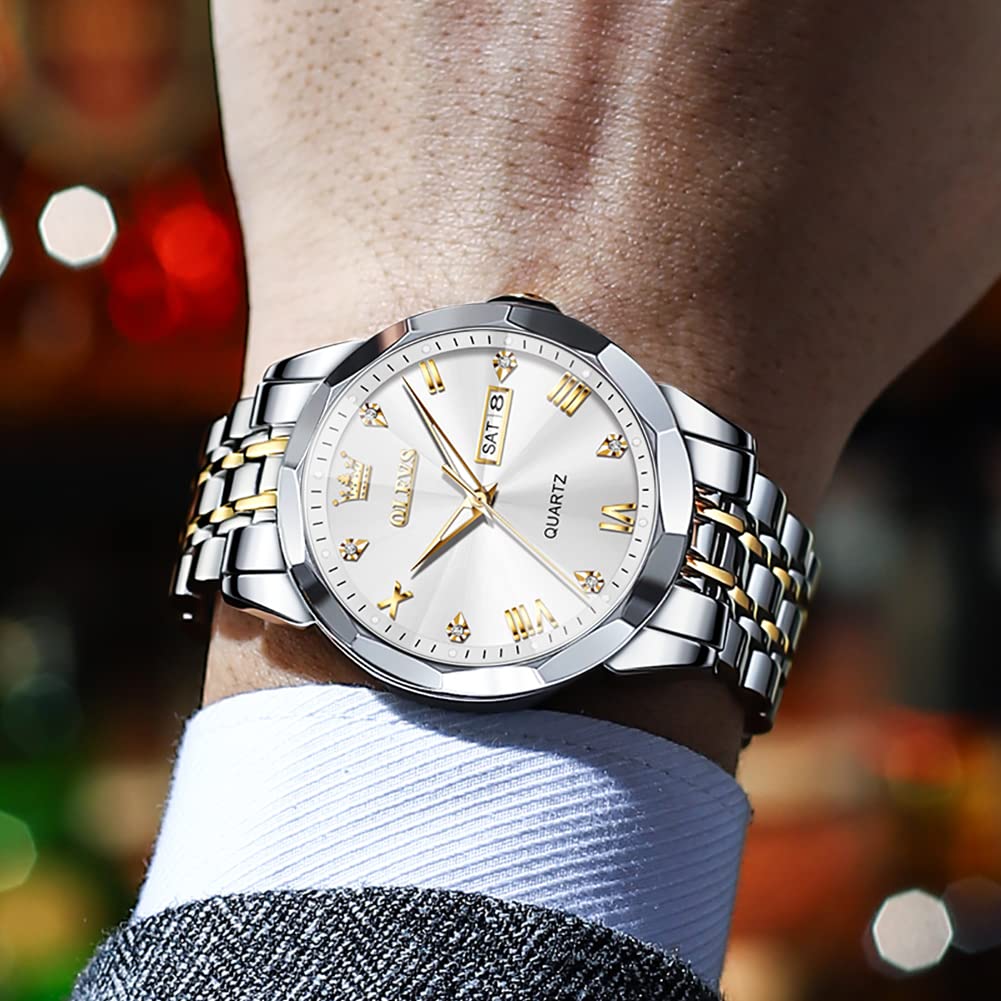 Foto 4 pulgar | Reloj De Pulsera Olevs Para Hombre Analógico De Cuarzo Y Acero Inoxidable - Venta Internacional.