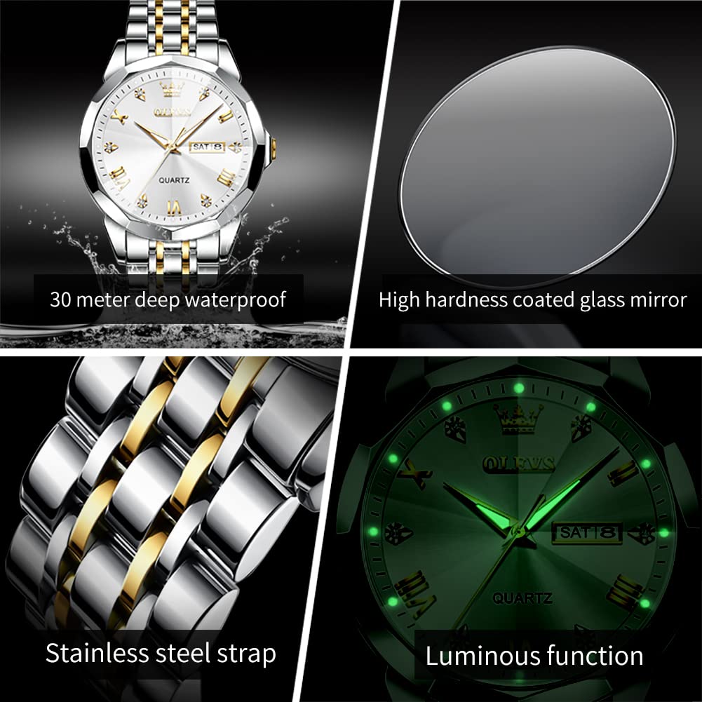 Foto 5 pulgar | Reloj De Pulsera Olevs Para Hombre Analógico De Cuarzo Y Acero Inoxidable - Venta Internacional.