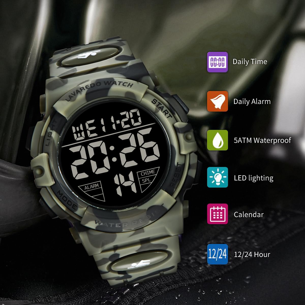 Foto 5 pulgar | Reloj L Lavaredo Lavaredo Para Hombre, Digital, Deportivo, Impermeable - Venta Internacional.