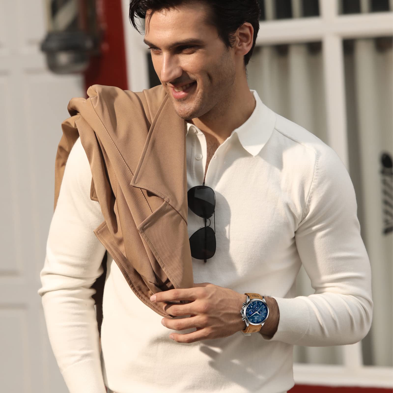 Foto 2 | Reloj By Benyar Chronograph Waterproof Para Hombre En Piel Marrón - Venta Internacional.