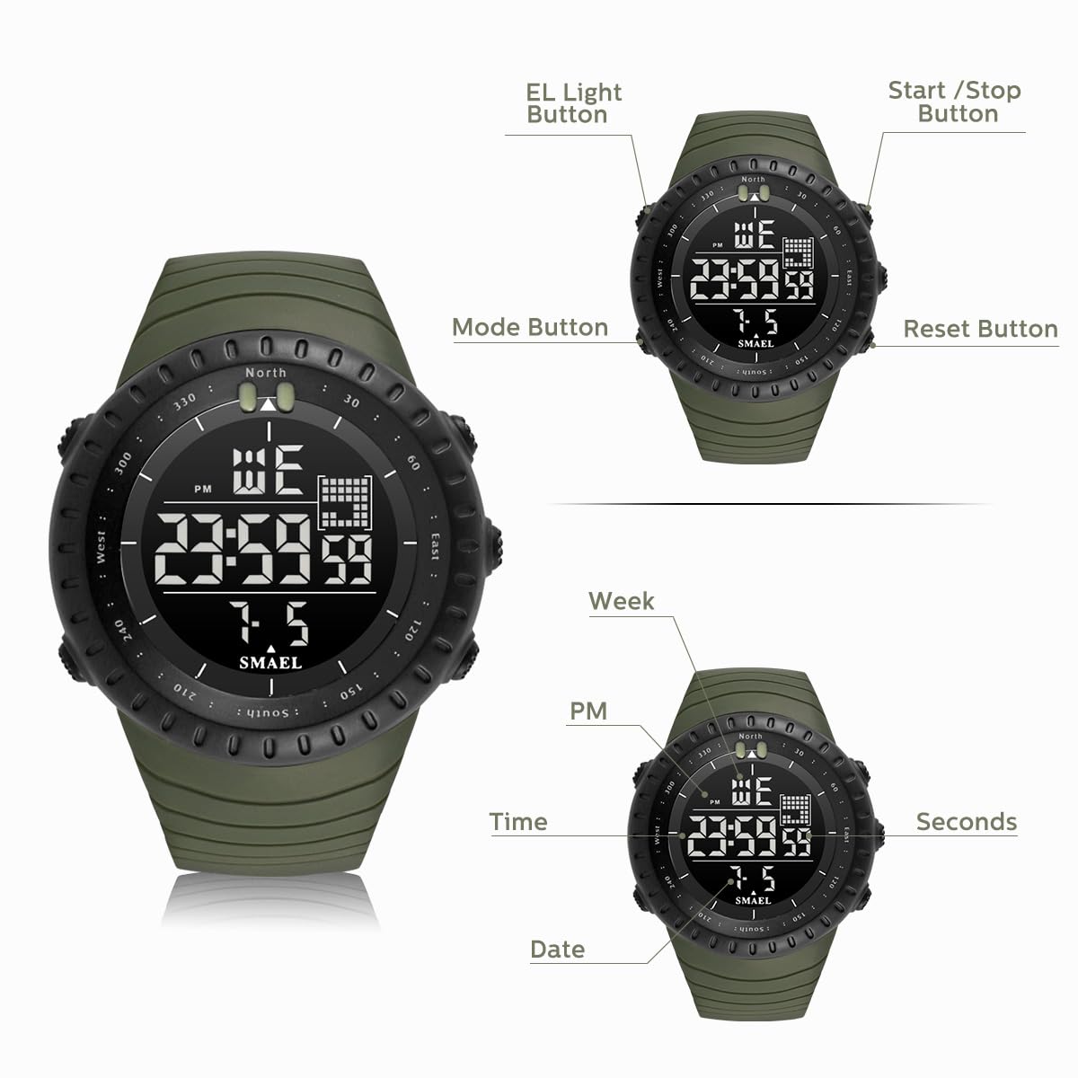 Foto 6 | Reloj L Lavaredo Cronógrafo Digital Para Hombre, Resistente Al Agua, 50 M - Venta Internacional.