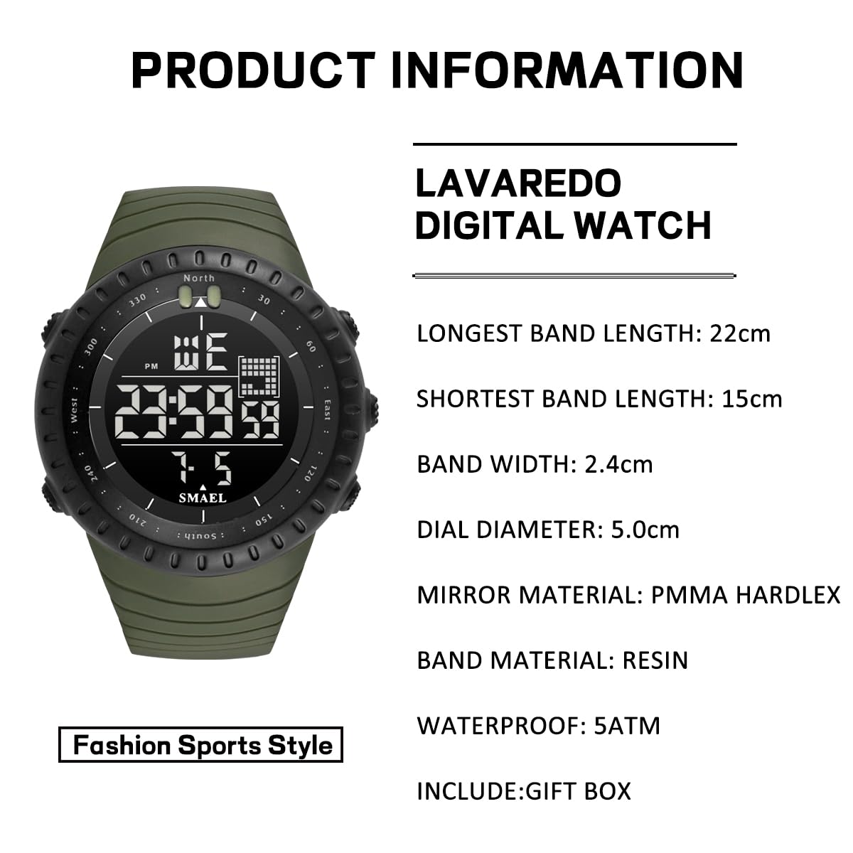 Foto 7 | Reloj L Lavaredo Cronógrafo Digital Para Hombre, Resistente Al Agua, 50 M - Venta Internacional.
