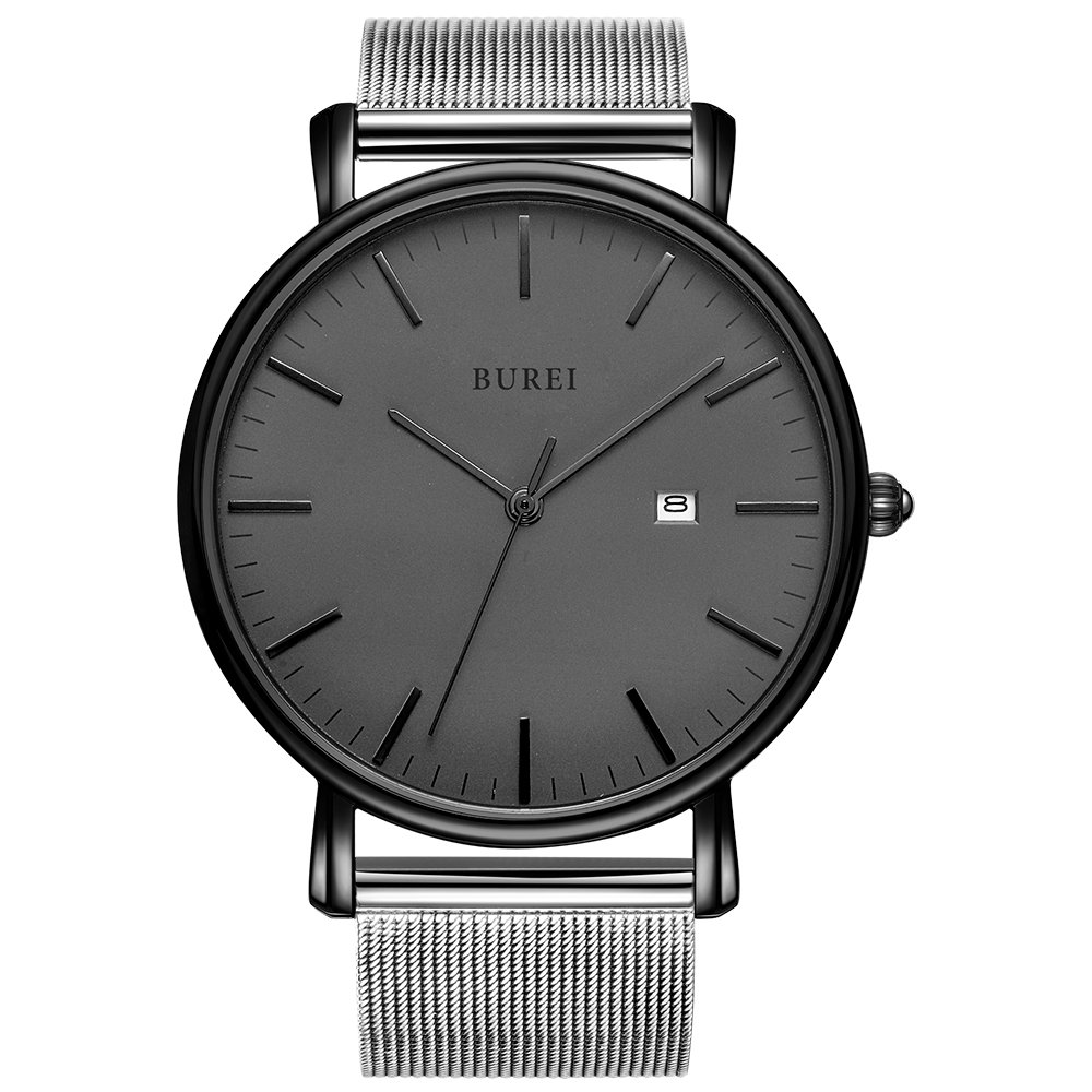 Reloj Burei Fashion Minimalista Con Fecha Analógica De Acero Inoxidable - Venta Internacional.