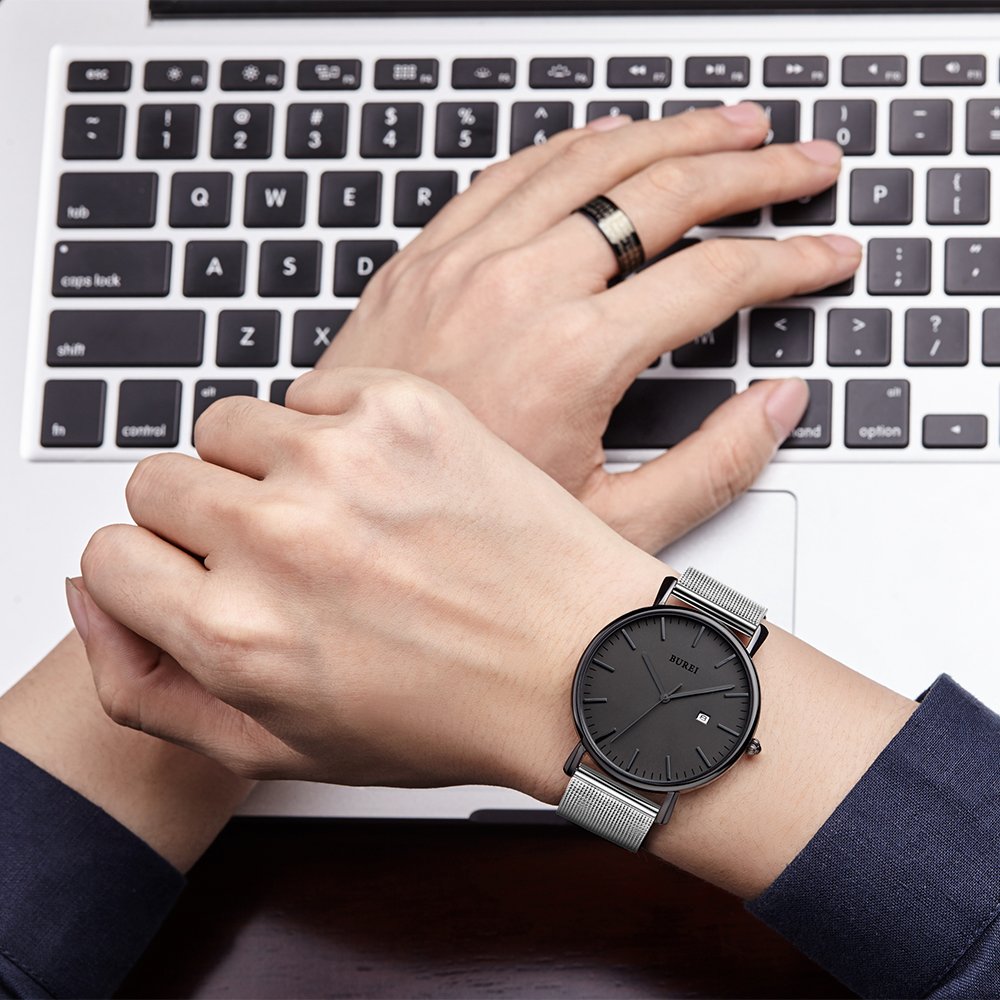 Foto 2 | Reloj Burei Fashion Minimalista Con Fecha Analógica De Acero Inoxidable - Venta Internacional.