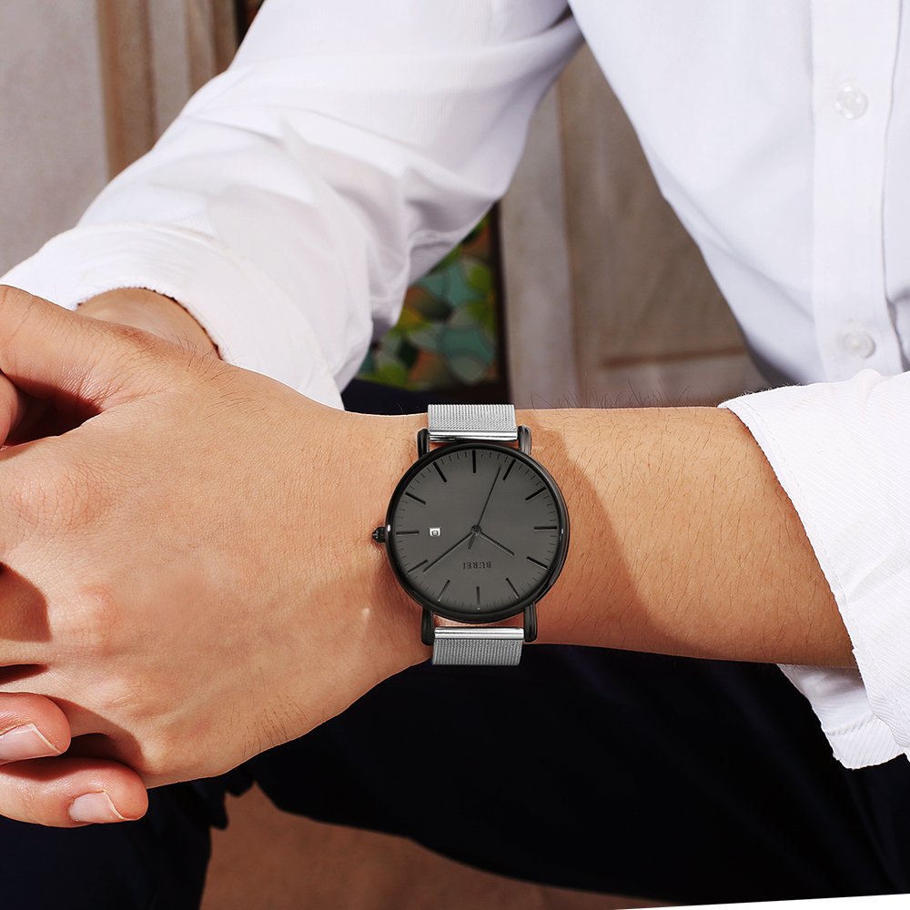 Foto 4 pulgar | Reloj Burei Fashion Minimalista Con Fecha Analógica De Acero Inoxidable - Venta Internacional.
