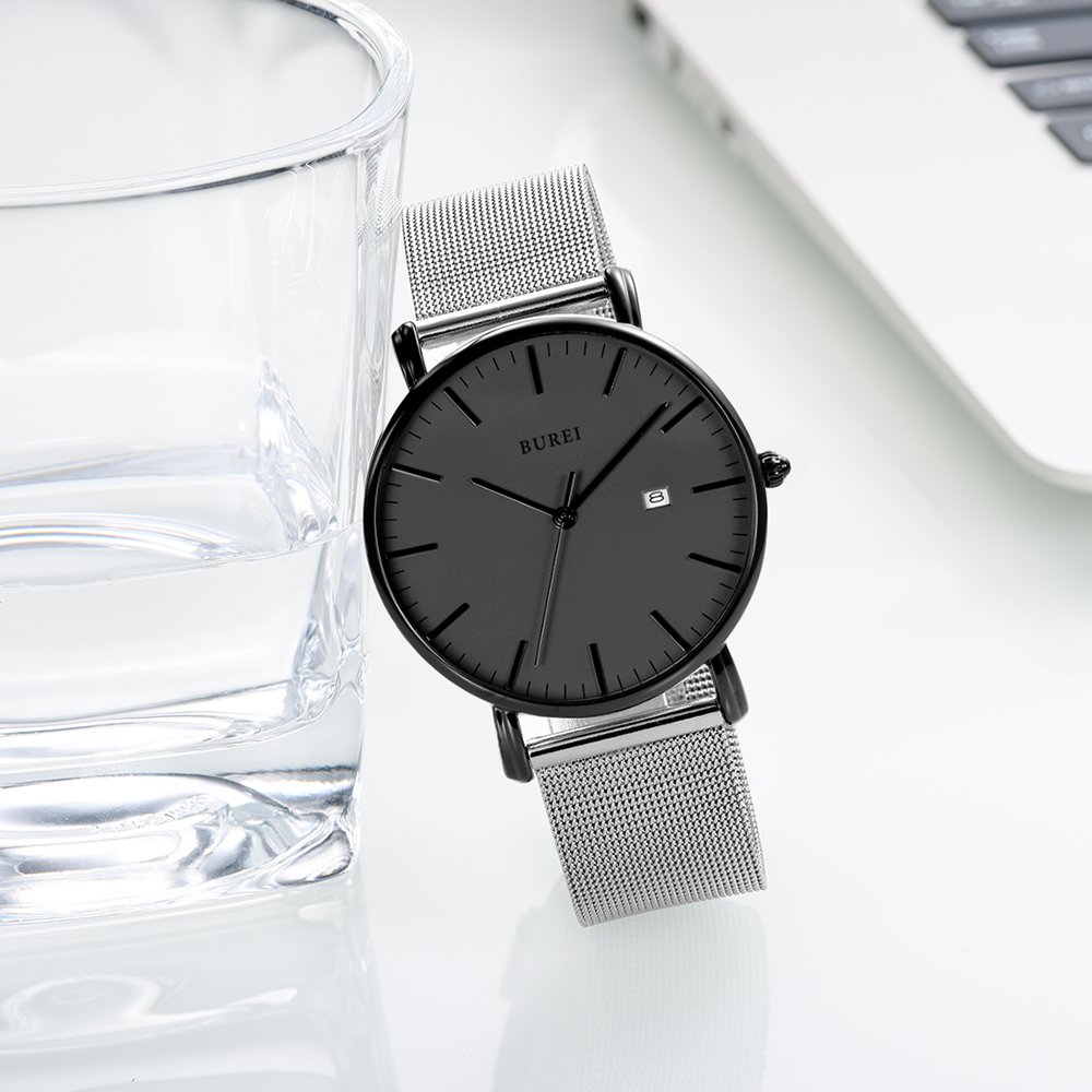 Foto 7 pulgar | Reloj Burei Fashion Minimalista Con Fecha Analógica De Acero Inoxidable - Venta Internacional.