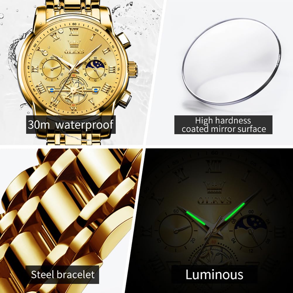 Foto 5 pulgar | Reloj Olevs Chronograph Luxury De Acero Inoxidable Para Hombre - Venta Internacional.