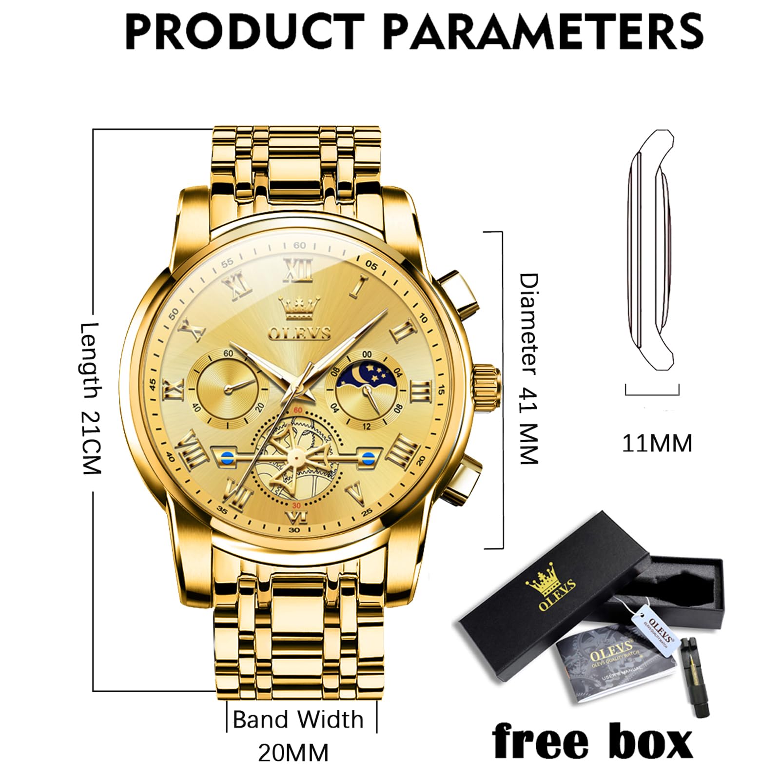 Foto 8 pulgar | Reloj Olevs Chronograph Luxury De Acero Inoxidable Para Hombre - Venta Internacional.