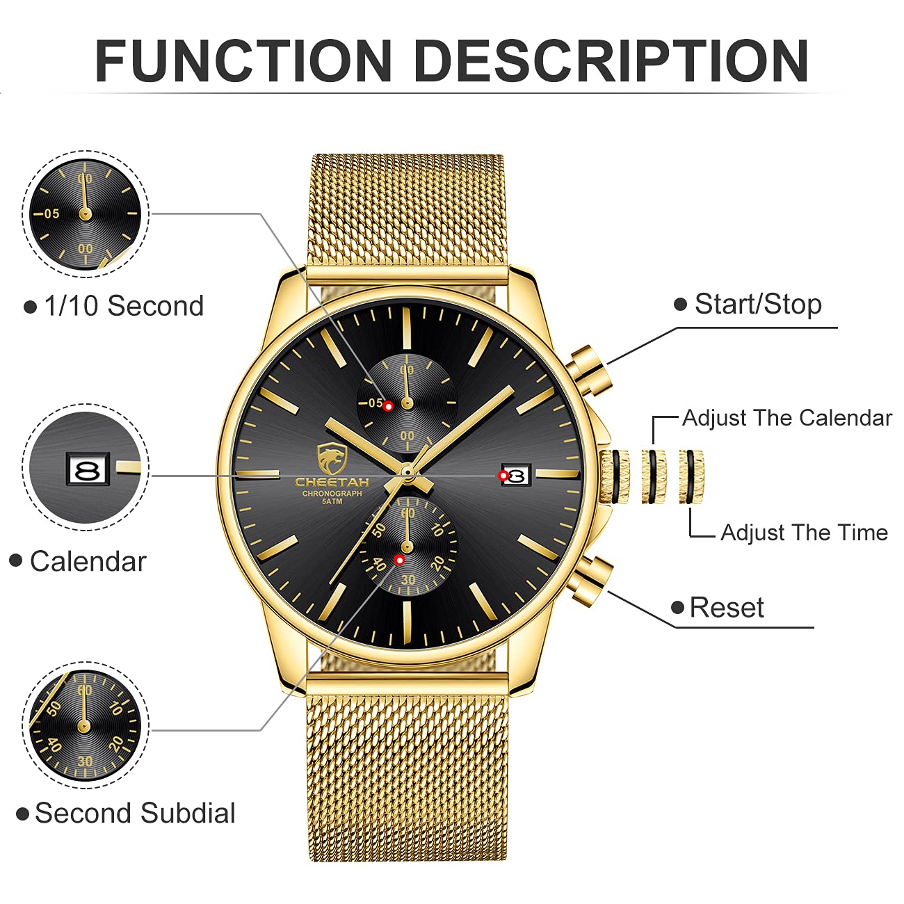 Foto 4 pulgar | Reloj Golden Hour Fashion Sleek Minimalist Para Hombre - Venta Internacional.