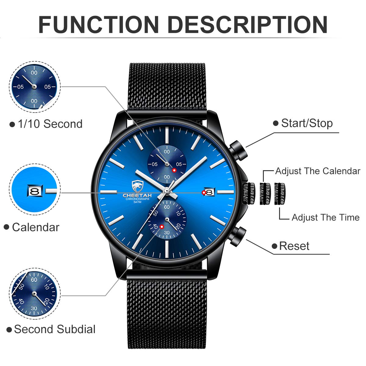 Foto 4 pulgar | Reloj Golden Hour Fashion Sport Quartz Para Hombre A Prueba De Agua - Venta Internacional.