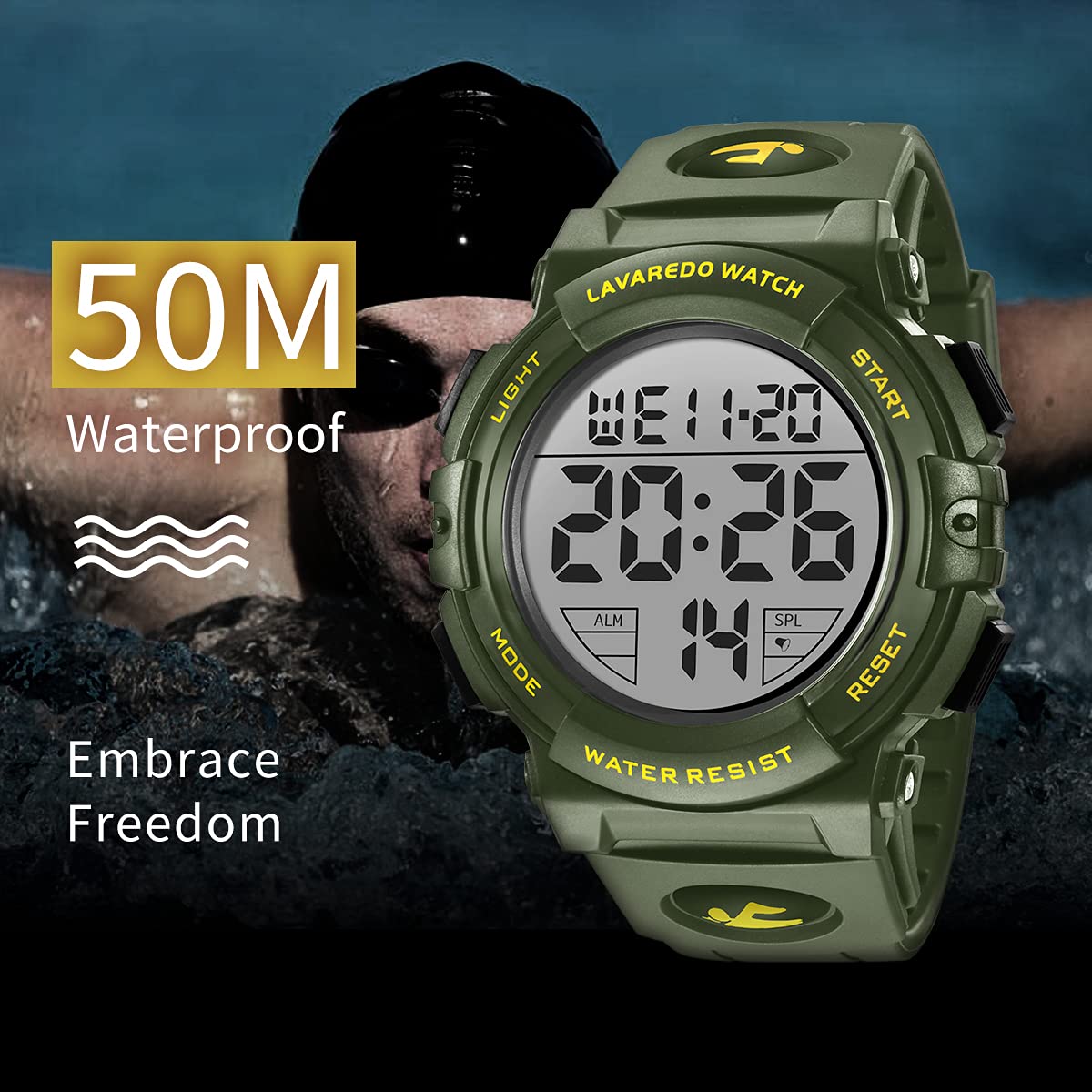 Foto 6 | Reloj Deportivo Digital L Lavaredo Para Hombre, Resistente Al Agua, 50 M - Venta Internacional.