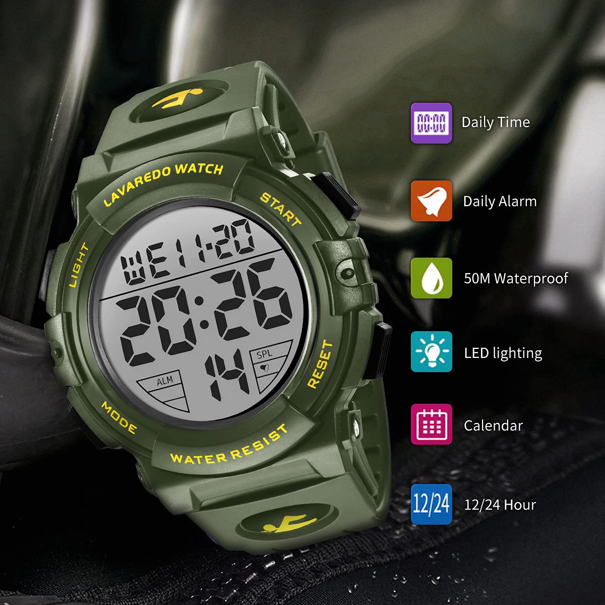 Foto 8 pulgar | Reloj Deportivo Digital L Lavaredo Para Hombre, Resistente Al Agua, 50 M - Venta Internacional.