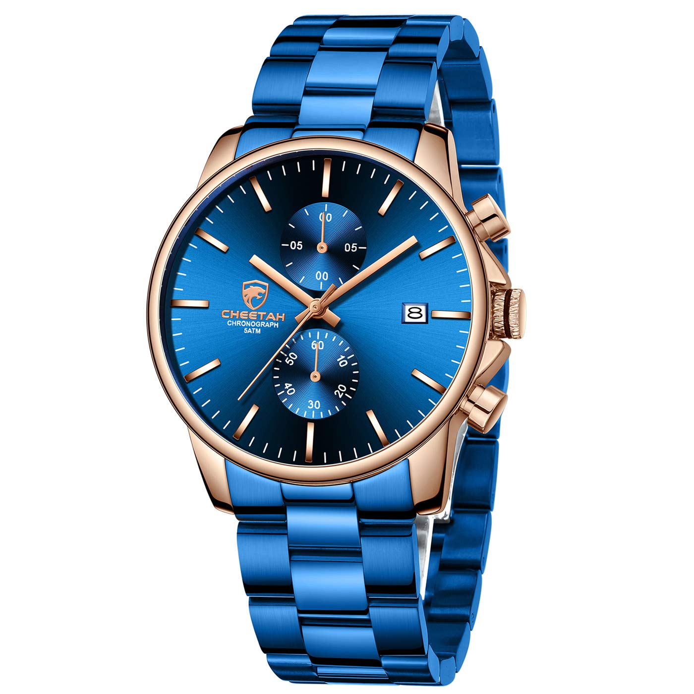 Foto 2 pulgar | Reloj Golden Hour Cronógrafo De Acero Inoxidable Chapado En Azul Para Hombre - Venta Internacional.