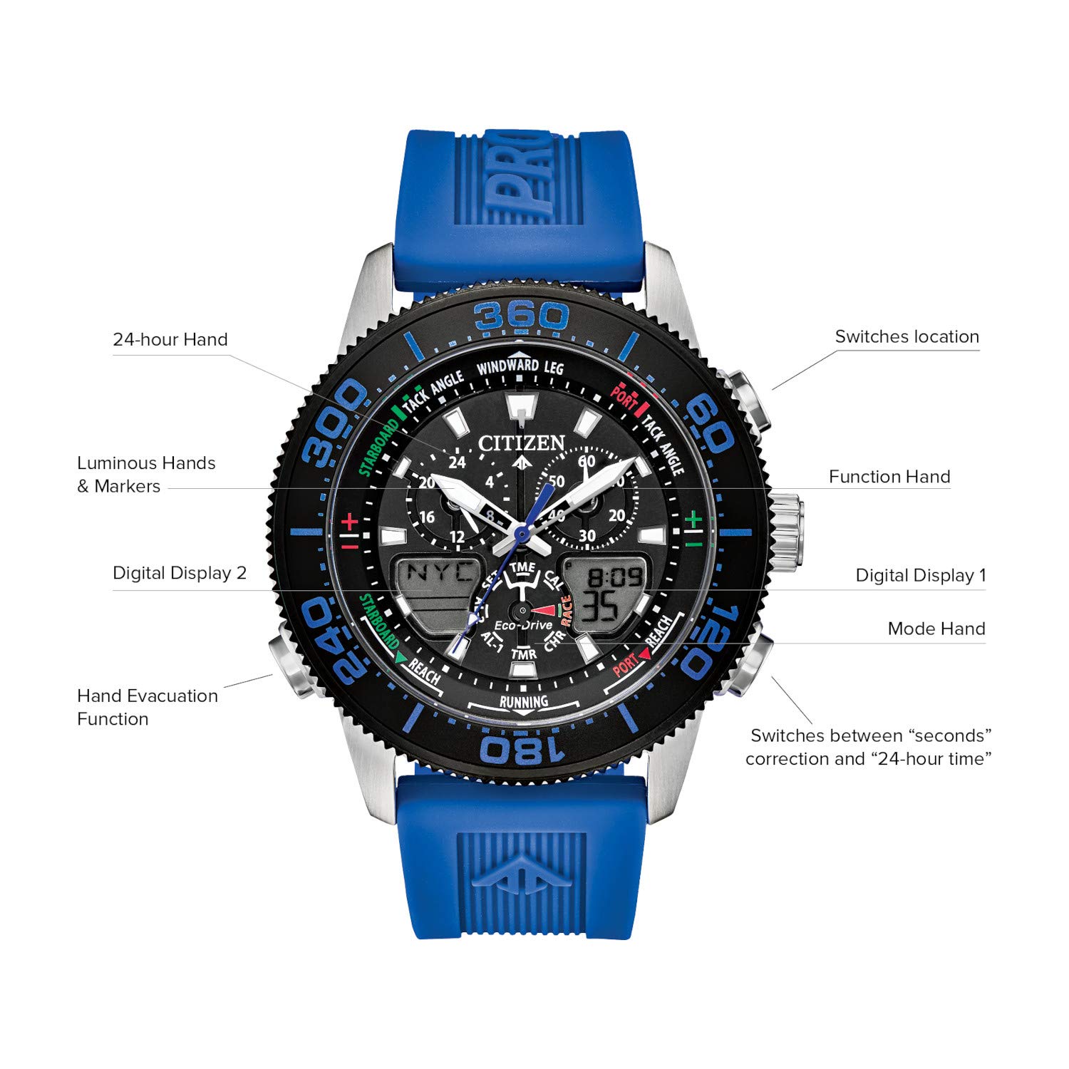 Foto 4 pulgar | Mira El Cronógrafo Citizen Eco-drive Sailhawk Yacht Timer - Venta Internacional.