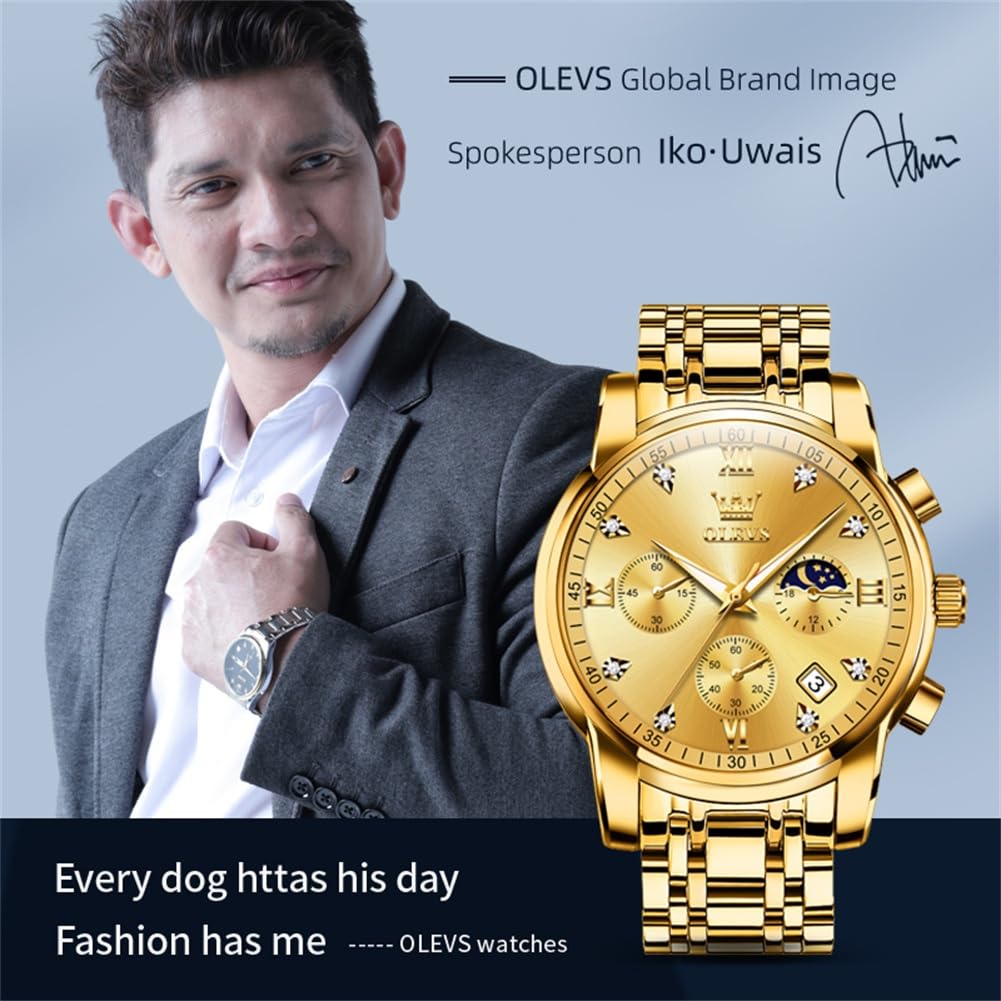 Foto 4 pulgar | Reloj Olevs Chronograph Diamond Quartz Moon Phase Para Hombre - Venta Internacional.
