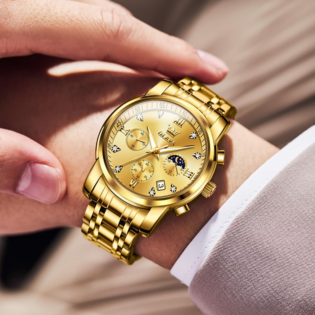Foto 7 pulgar | Reloj Olevs Chronograph Diamond Quartz Moon Phase Para Hombre - Venta Internacional.