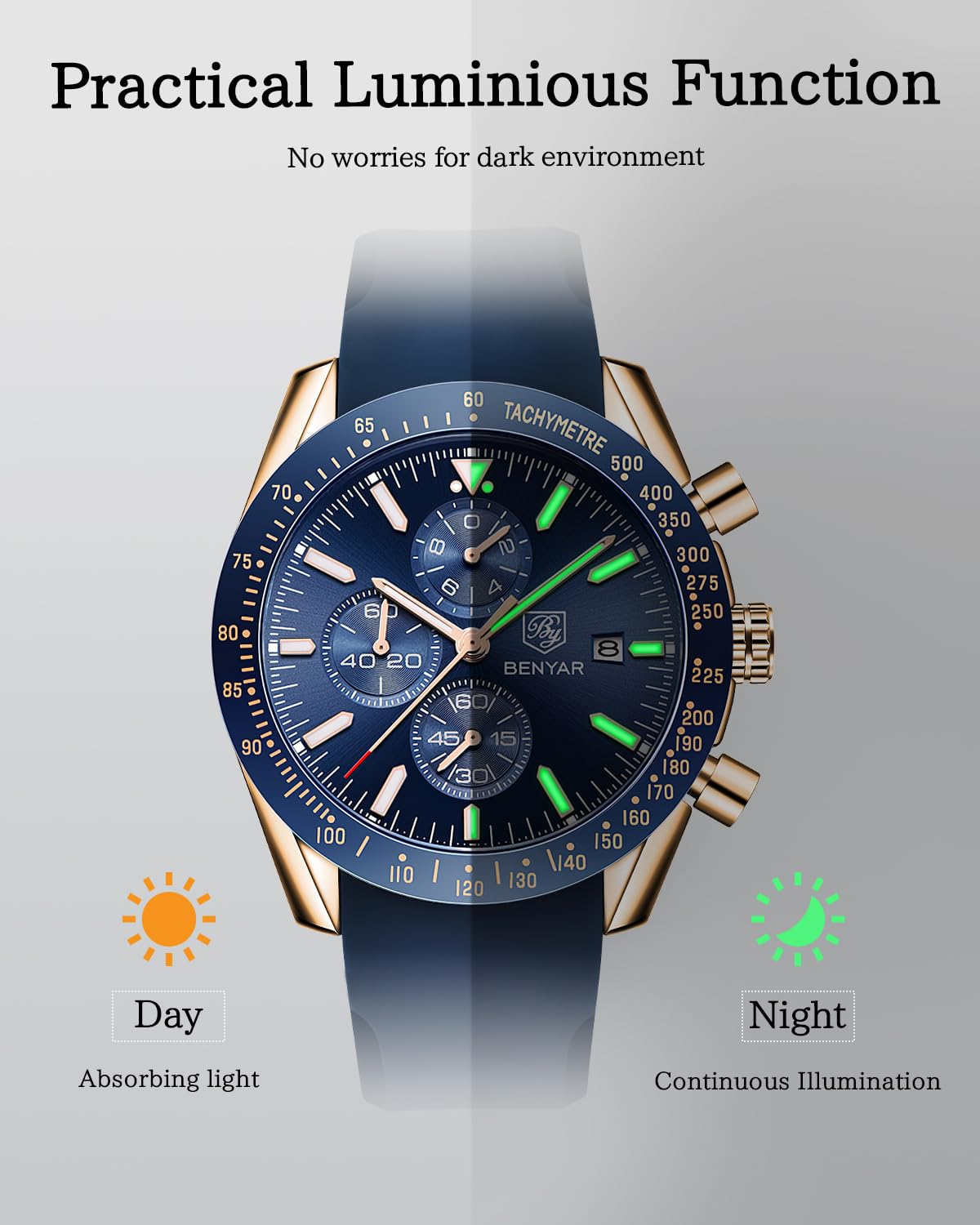 Foto 6 pulgar | Reloj By Benyar Chronograph Quartz Para Hombre, Resistente Al Agua Hasta 35 M - Venta Internacional.