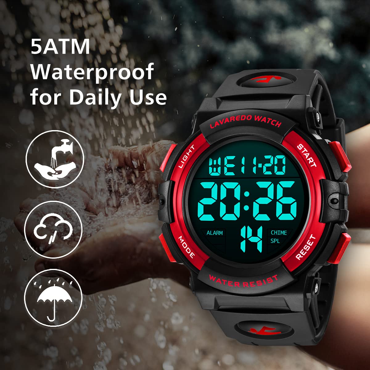 Foto 5 pulgar | Reloj L Lavaredo Digital Sports, Cronógrafo Impermeable Para Hombre - Venta Internacional.