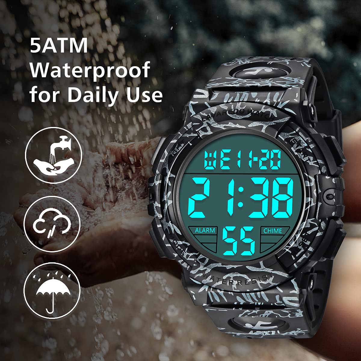 Foto 5 pulgar | Reloj L Lavaredo Digital Sports, Resistente Al Agua, 50 M, Para Hombre - Venta Internacional.