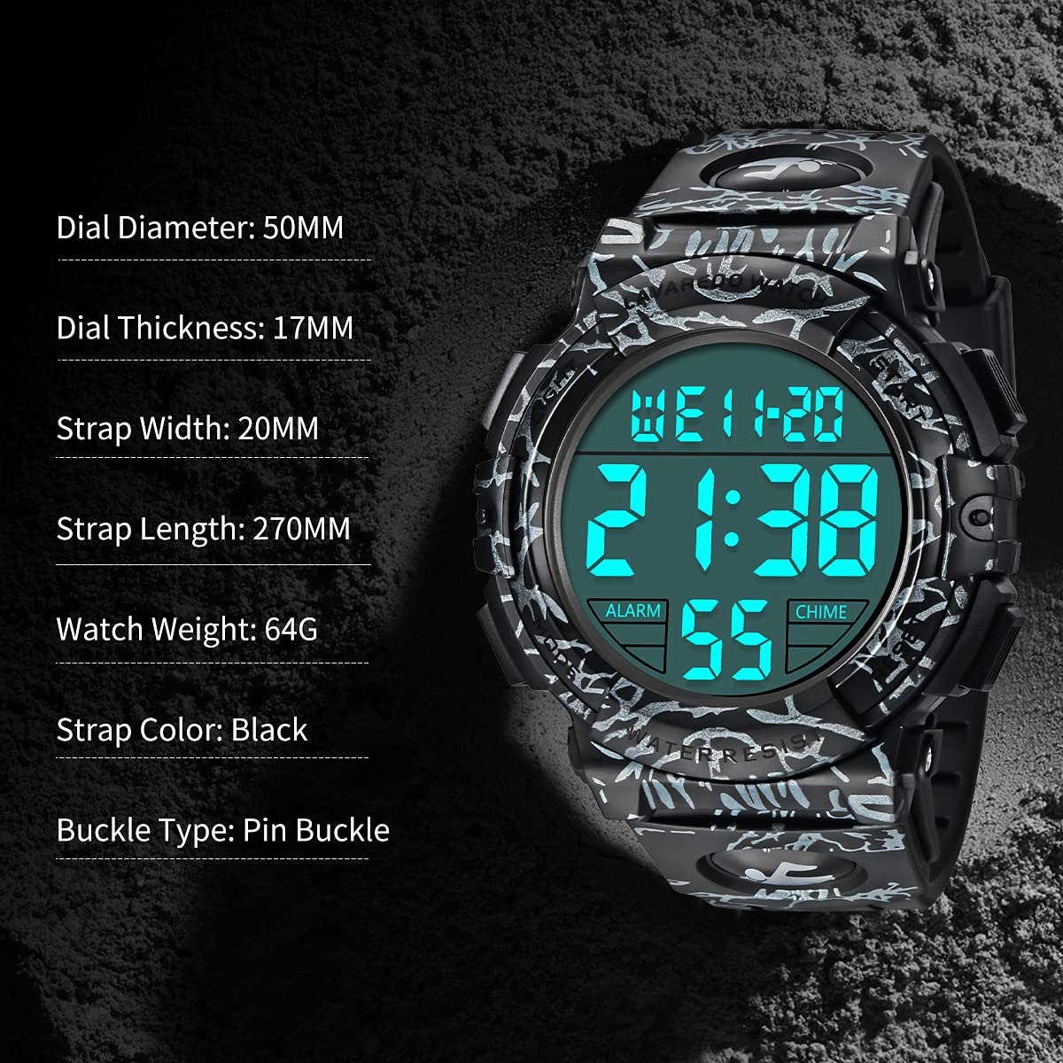Foto 8 pulgar | Reloj L Lavaredo Digital Sports, Resistente Al Agua, 50 M, Para Hombre - Venta Internacional.