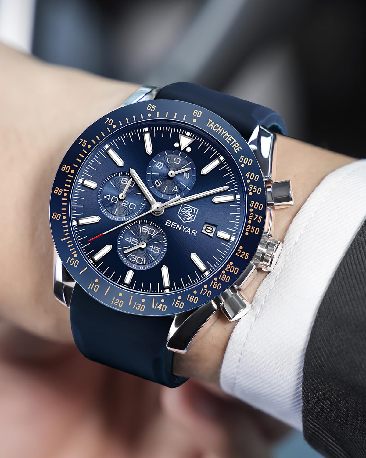 Foto 7 | Reloj By Benyar Cronógrafo Analógico De Cuarzo Impermeable Para Hombre - Venta Internacional.