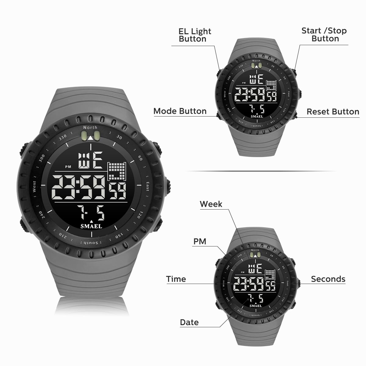 Foto 5 | Reloj L Lavaredo Digital Para Hombre Resistente Al Agua Con Cronógrafo - Venta Internacional.