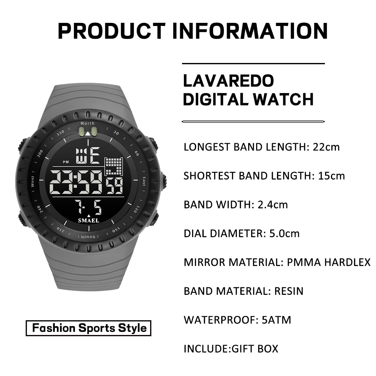 Foto 8 pulgar | Reloj L Lavaredo Digital Para Hombre Resistente Al Agua Con Cronógrafo - Venta Internacional.